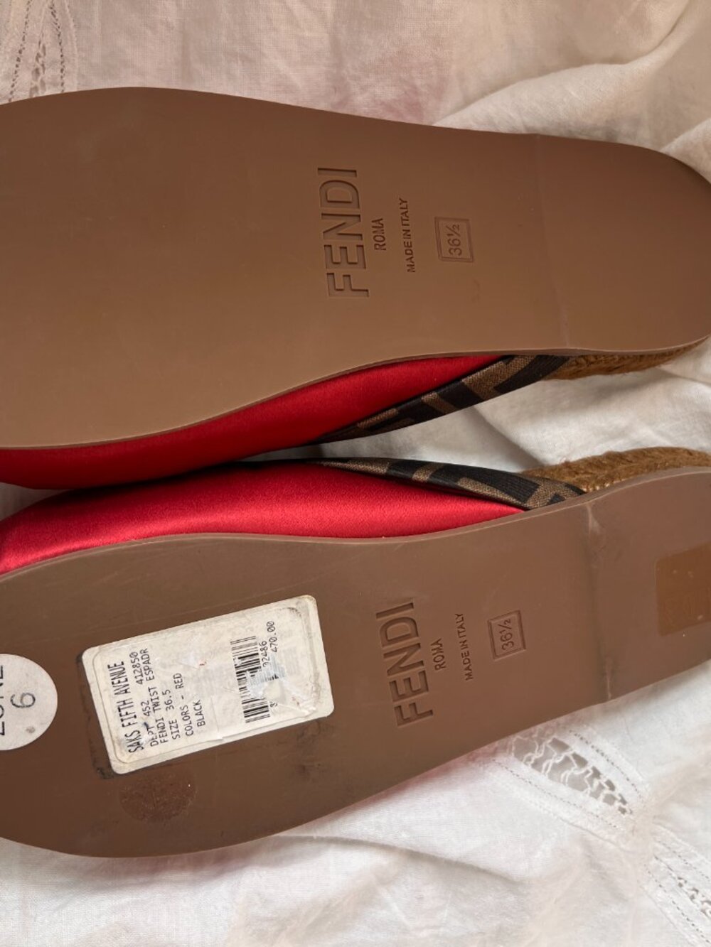 Fendi Espadrille slide size 6.5 NIB - Picture 6 of 14